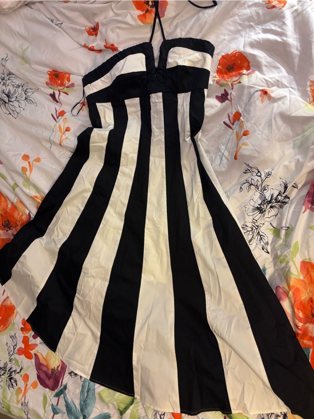 Anthropologie Maeve Black & White Strapless Striped Midi Dress - Picture 3 of 8